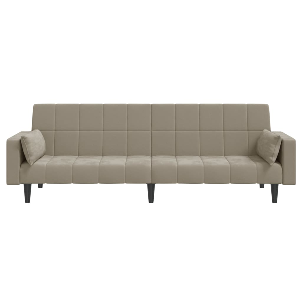 vidaXL Canapea extensibilă cu 2 locuri, 2 perne, gri deschis, catifea vidaXL Canapea extensibilă cu 2 locuri, 2 perne, gri deschis, catifea