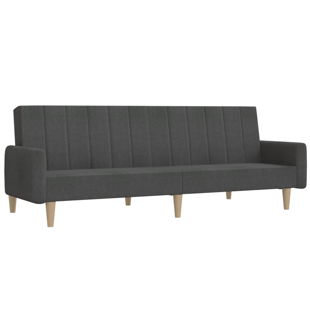 vidaXL Canapea extensibilă cu 2 locuri, gri închis, textil