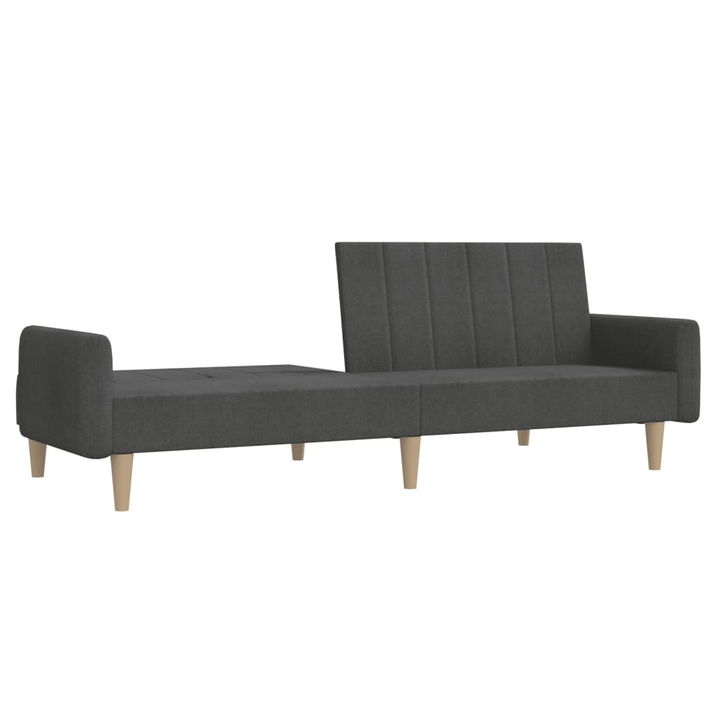 vidaXL Canapea extensibilă cu 2 locuri, gri închis, textil