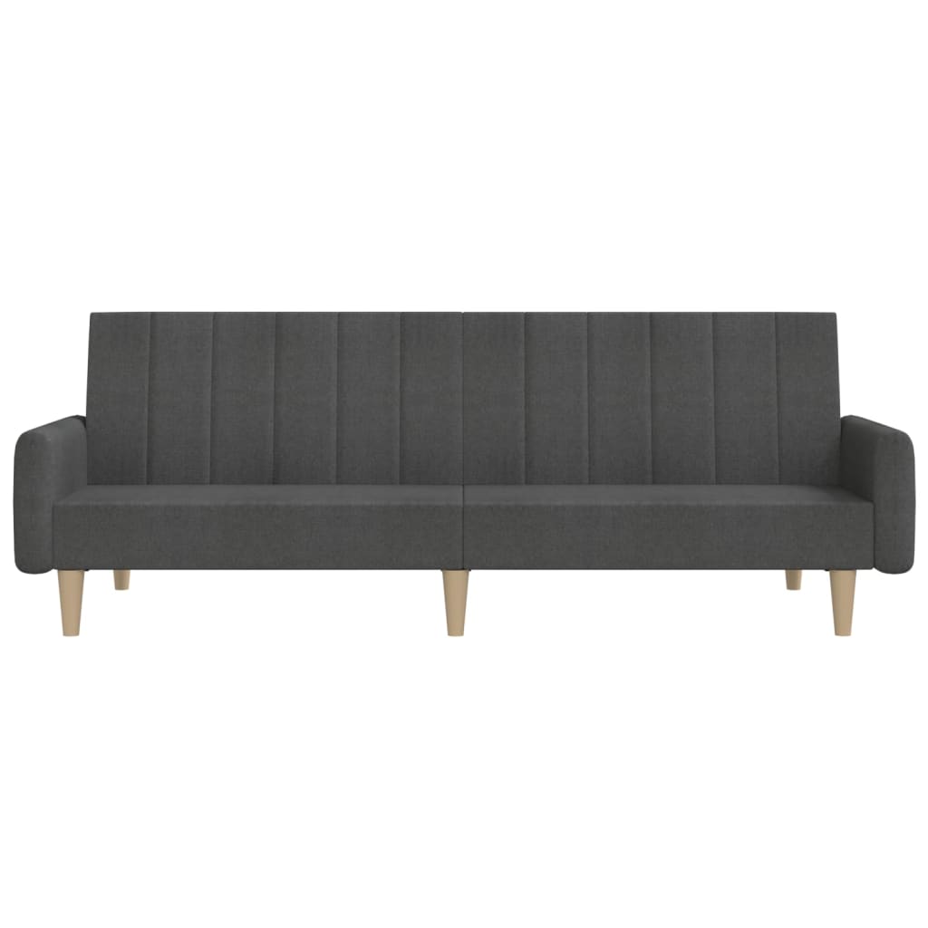 vidaXL Canapea extensibilă cu 2 locuri, gri închis, textil