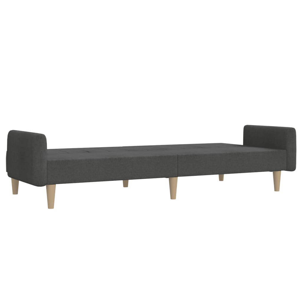 vidaXL Canapea extensibilă cu 2 locuri, gri închis, textil