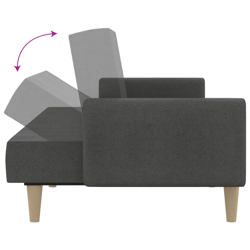 vidaXL Canapea extensibilă cu 2 locuri, gri închis, textil