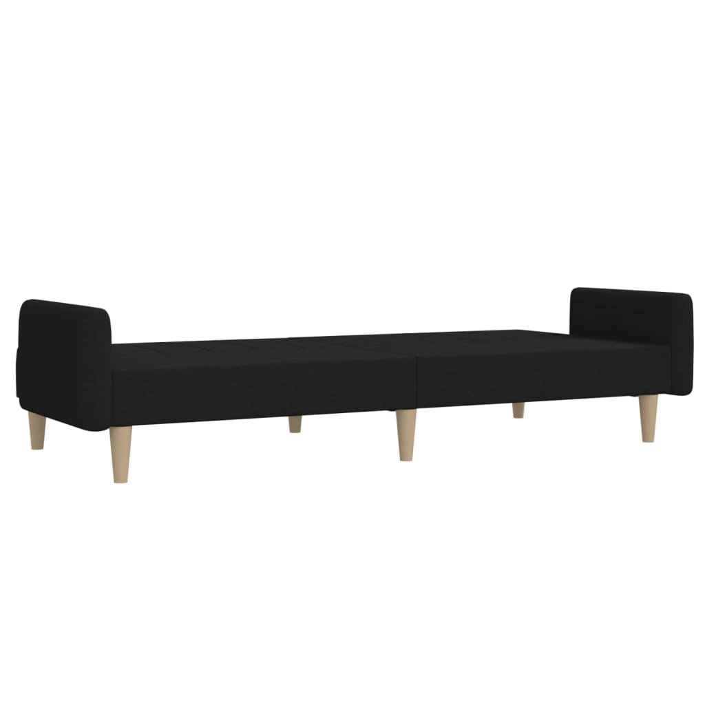vidaXL Canapea extensibilă cu 2 locuri, negru, material textil