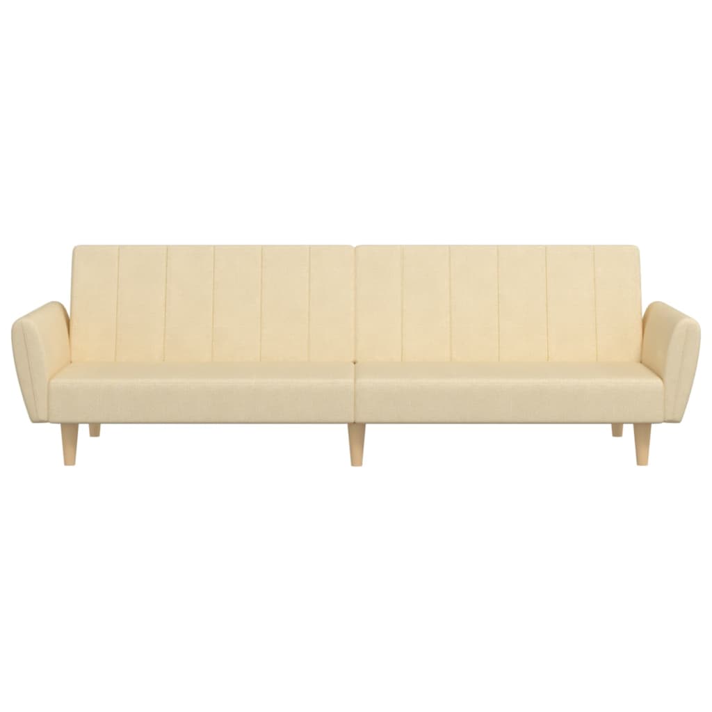 vidaXL Canapea extensibilă cu 2 locuri, crem, material textil vidaXL Canapea extensibilă cu 2 locuri, crem, material textil
