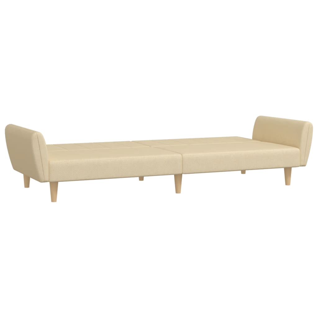 vidaXL Canapea extensibilă cu 2 locuri, crem, material textil vidaXL Canapea extensibilă cu 2 locuri, crem, material textil