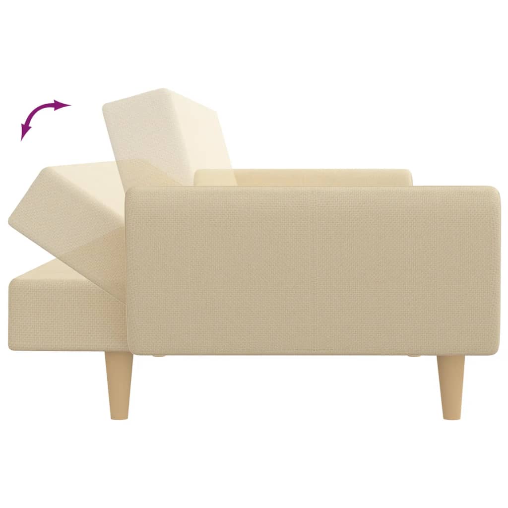 vidaXL Canapea extensibilă cu 2 locuri, crem, material textil vidaXL Canapea extensibilă cu 2 locuri, crem, material textil