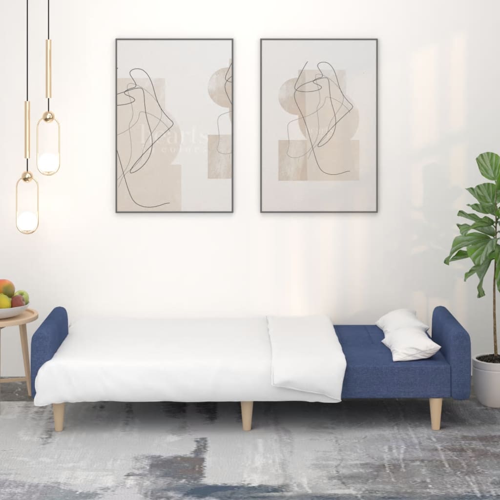 vidaXL Canapea extensibilă cu 2 locuri, albastru, material textil