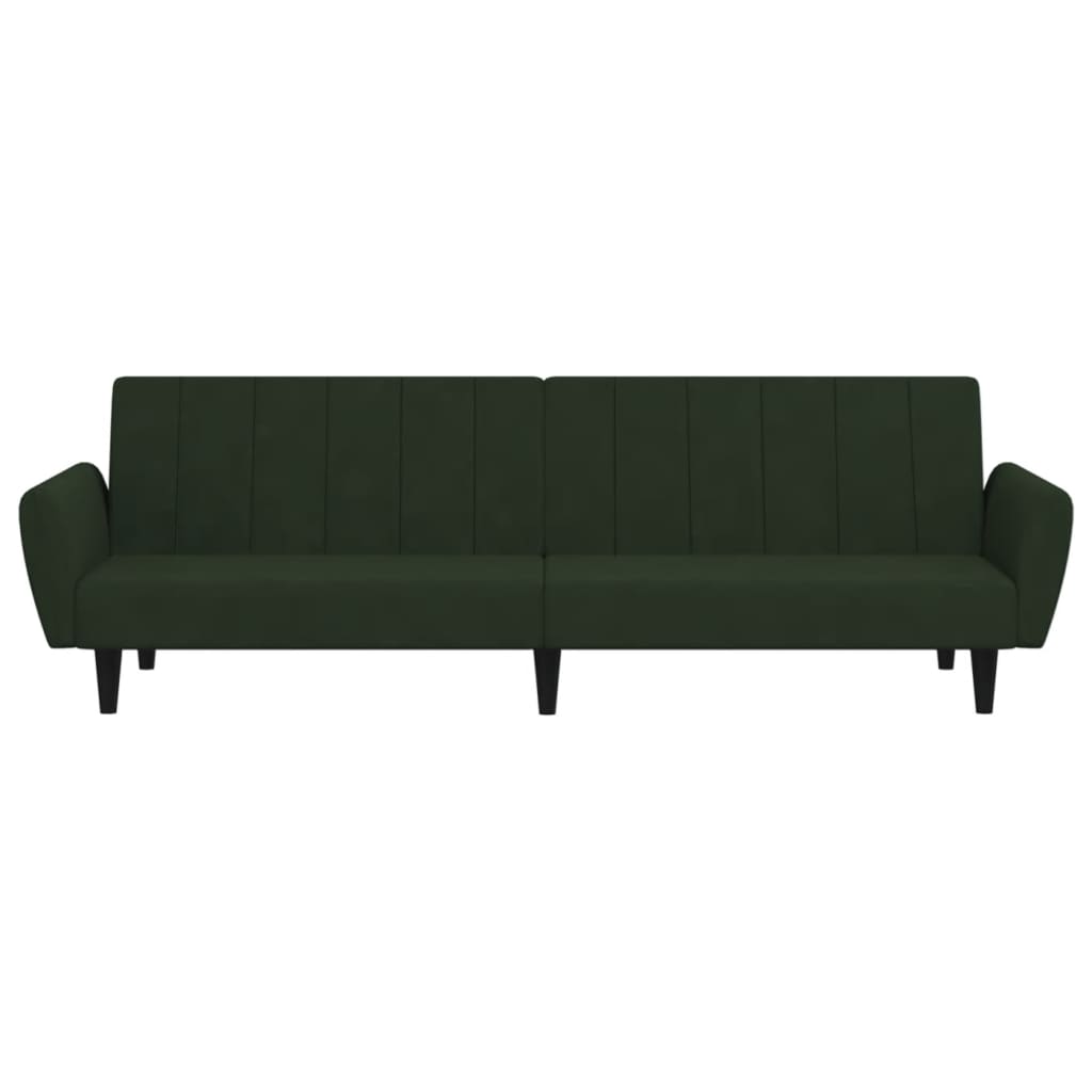 vidaXL Canapea extensibilă cu 2 locuri, verde închis, catifea