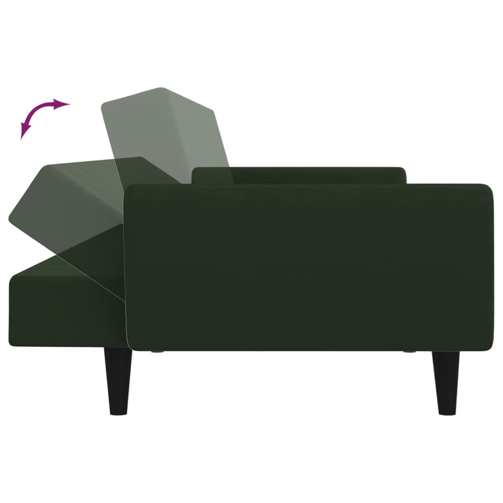 vidaXL Canapea extensibilă cu 2 locuri, verde închis, catifea