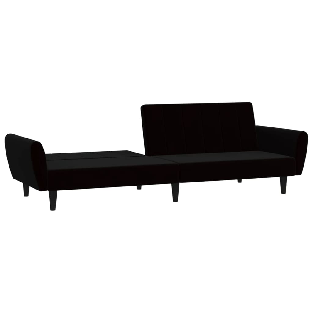 vidaXL Canapea extensibilă cu 2 locuri, negru, catifea