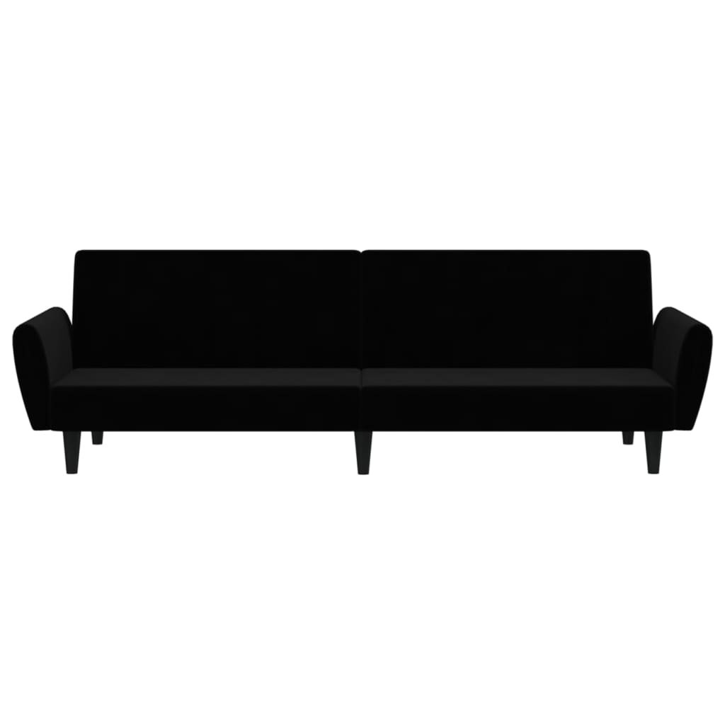 vidaXL Canapea extensibilă cu 2 locuri, negru, catifea