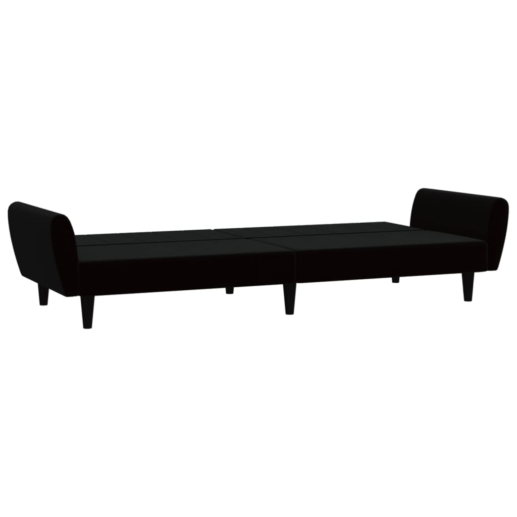vidaXL Canapea extensibilă cu 2 locuri, negru, catifea