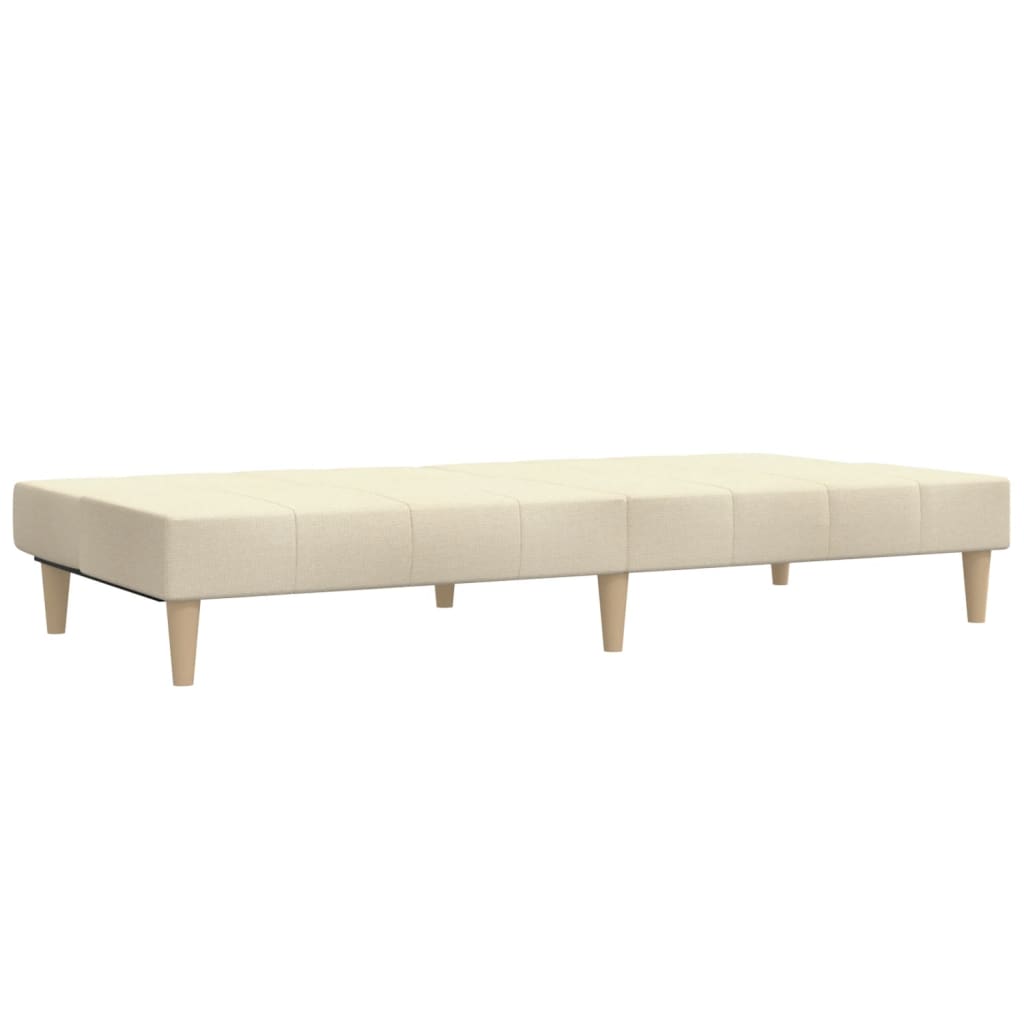 vidaXL Canapea extensibilă cu 2 locuri, crem, material textil vidaXL Canapea extensibilă cu 2 locuri, crem, material textil