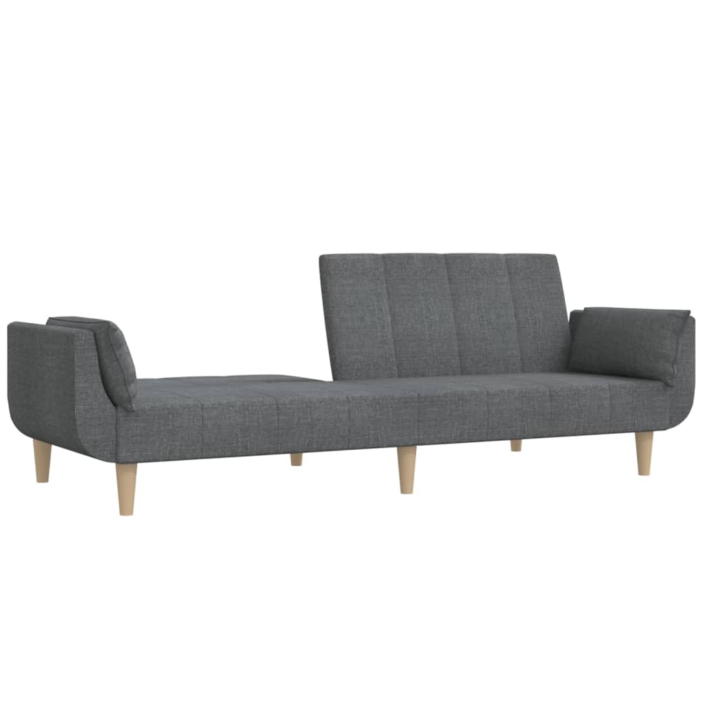 vidaXL Canapea extensibilă cu 2 locuri, 2 perne, gri deschis, textil vidaXL Canapea extensibilă cu 2 locuri, 2 perne, gri deschis, textil