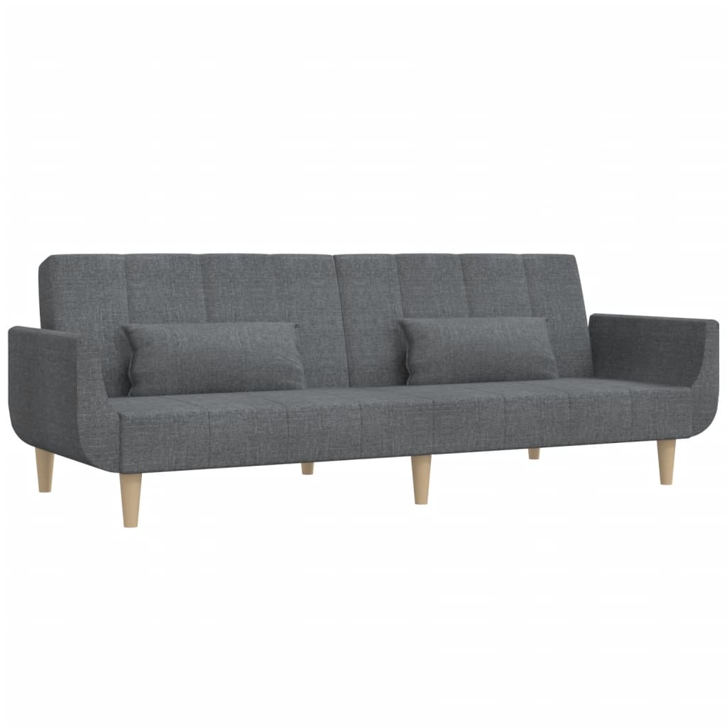 vidaXL Canapea extensibilă cu 2 locuri, 2 perne, gri deschis, textil vidaXL Canapea extensibilă cu 2 locuri, 2 perne, gri deschis, textil