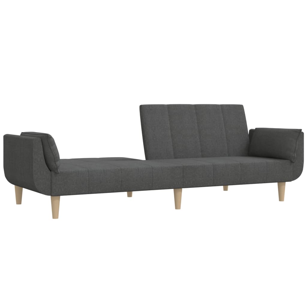 vidaXL Canapea extensibilă cu 2 locuri, 2 perne, gri închis, textil vidaXL Canapea extensibilă cu 2 locuri, 2 perne, gri închis, textil