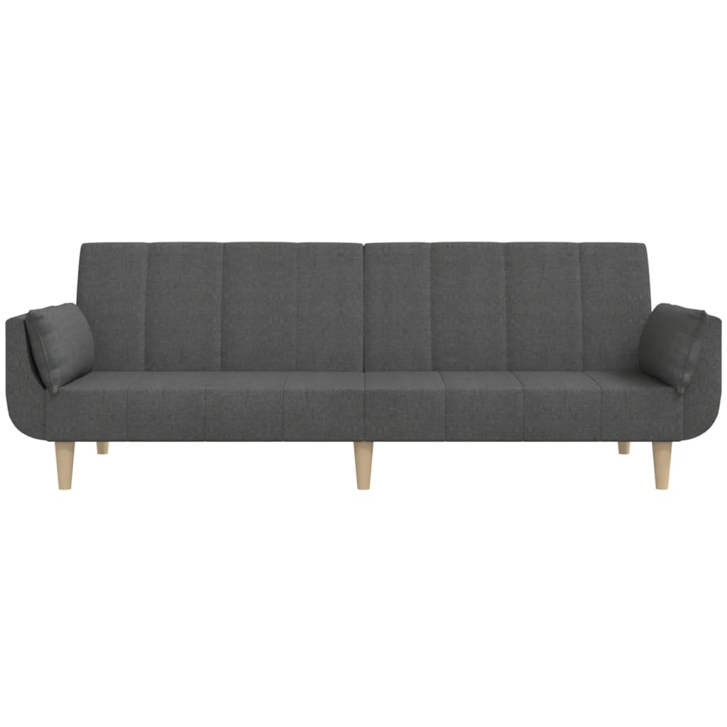 vidaXL Canapea extensibilă cu 2 locuri, 2 perne, gri închis, textil vidaXL Canapea extensibilă cu 2 locuri, 2 perne, gri închis, textil