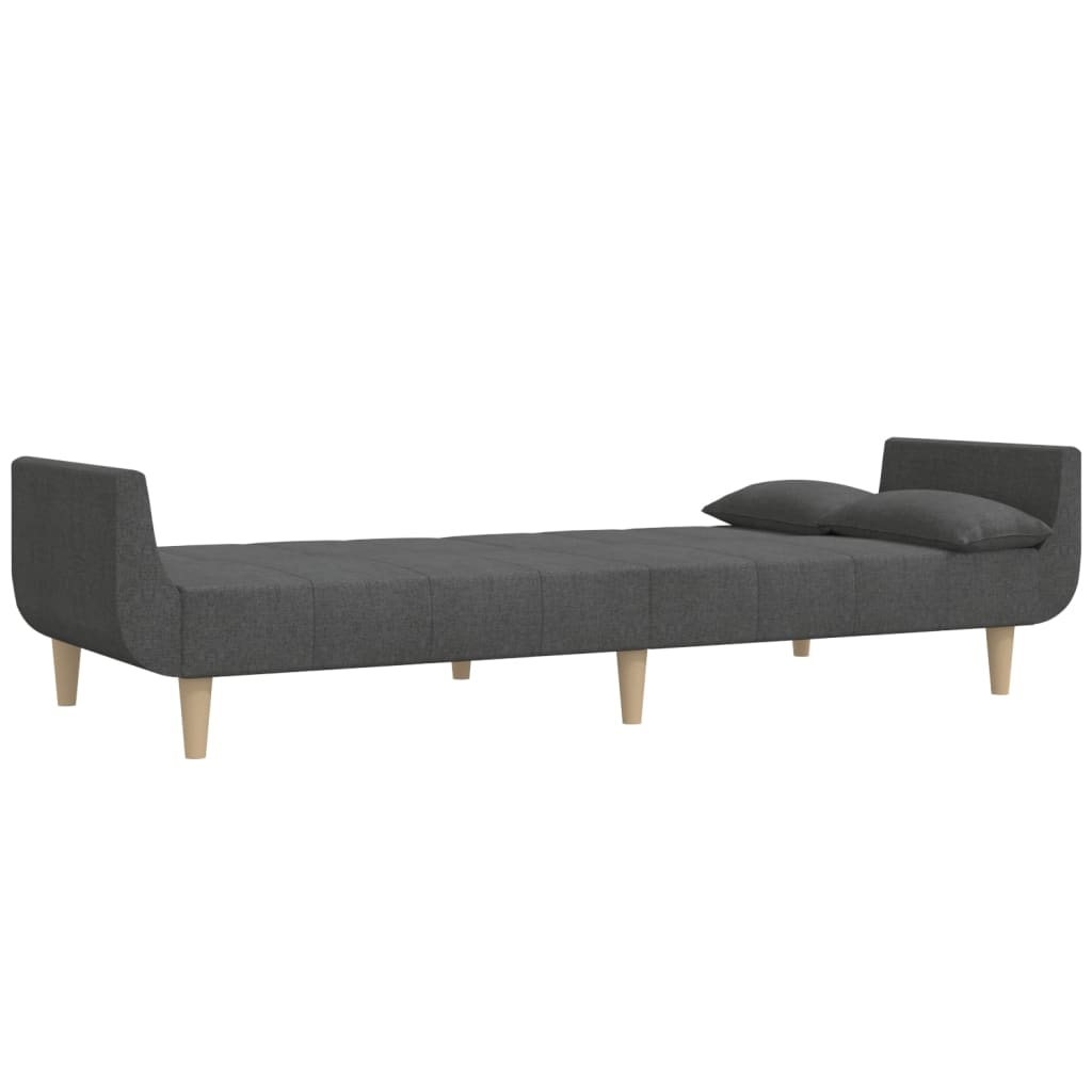 vidaXL Canapea extensibilă cu 2 locuri, 2 perne, gri închis, textil vidaXL Canapea extensibilă cu 2 locuri, 2 perne, gri închis, textil