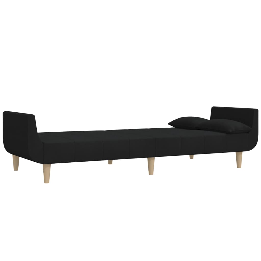 vidaXL Canapea extensibilă cu 2 locuri, 2 perne, negru, textil vidaXL Canapea extensibilă cu 2 locuri, 2 perne, negru, textil