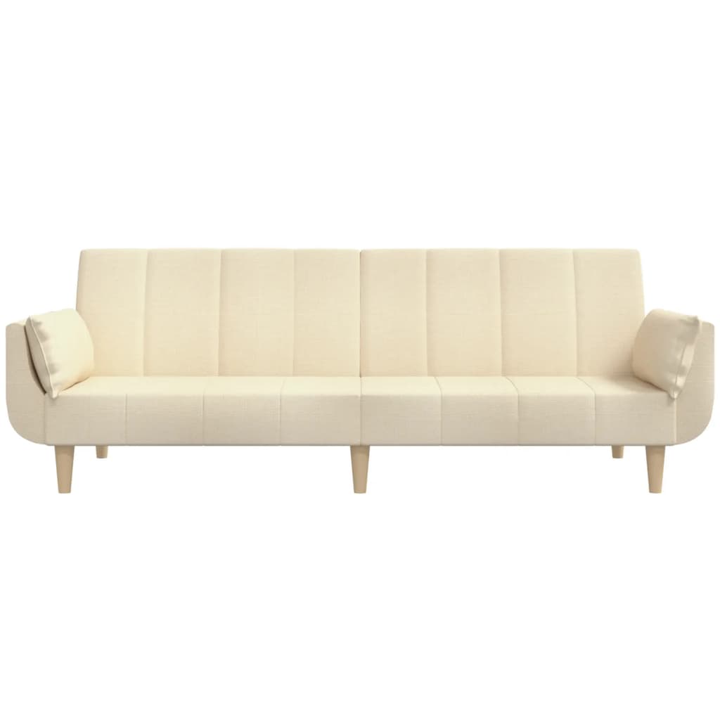 vidaXL Canapea extensibilă cu 2 locuri, 2 perne, crem, textil vidaXL Canapea extensibilă cu 2 locuri, 2 perne, crem, textil