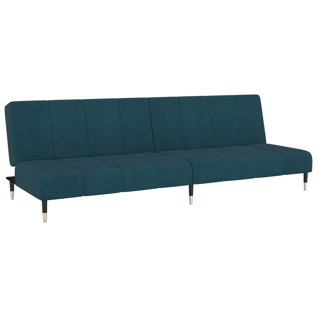 vidaXL Canapea extensibilă cu 2 locuri, albastru, catifea vidaXL Canapea extensibilă cu 2 locuri, albastru, catifea