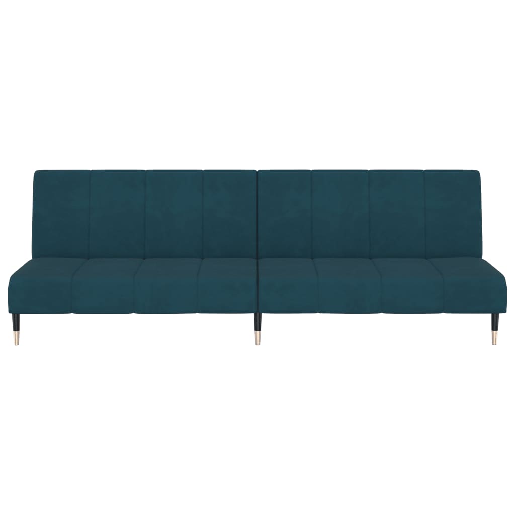 vidaXL Canapea extensibilă cu 2 locuri, albastru, catifea vidaXL Canapea extensibilă cu 2 locuri, albastru, catifea