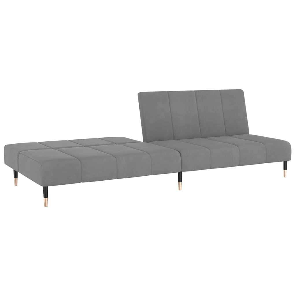 vidaXL Canapea extensibilă cu 2 locuri, gri deschis, catifea