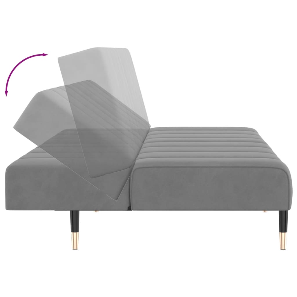 vidaXL Canapea extensibilă cu 2 locuri, gri deschis, catifea