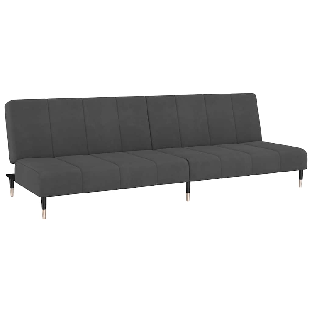 vidaXL Canapea extensibilă cu 2 locuri, gri închis, catifea