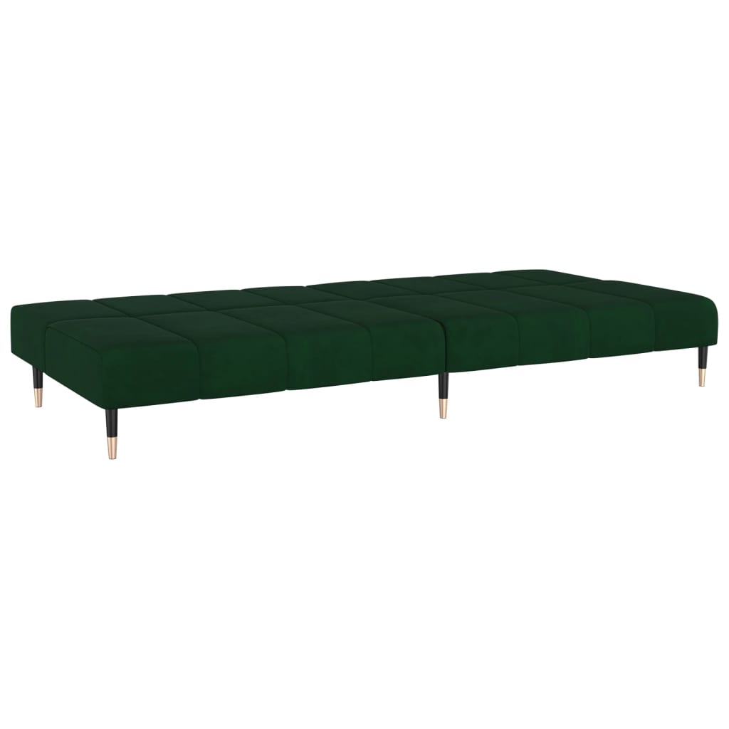 vidaXL Canapea extensibilă cu 2 locuri, verde închis, catifea