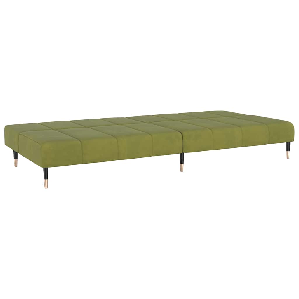 vidaXL Canapea extensibilă cu 2 locuri, verde deschis, catifea