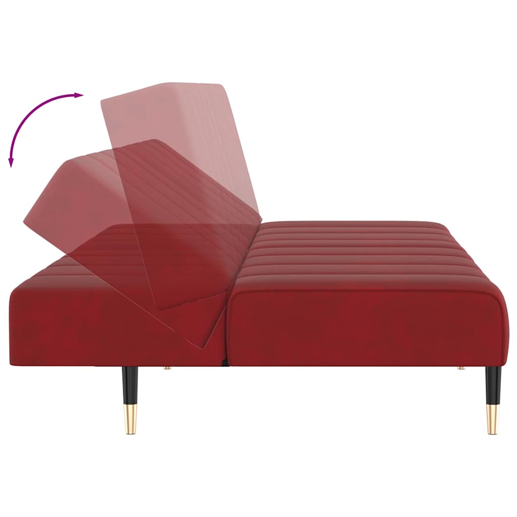 vidaXL Canapea extensibilă cu 2 locuri, roșu vin, catifea vidaXL Canapea extensibilă cu 2 locuri, roșu vin, catifea