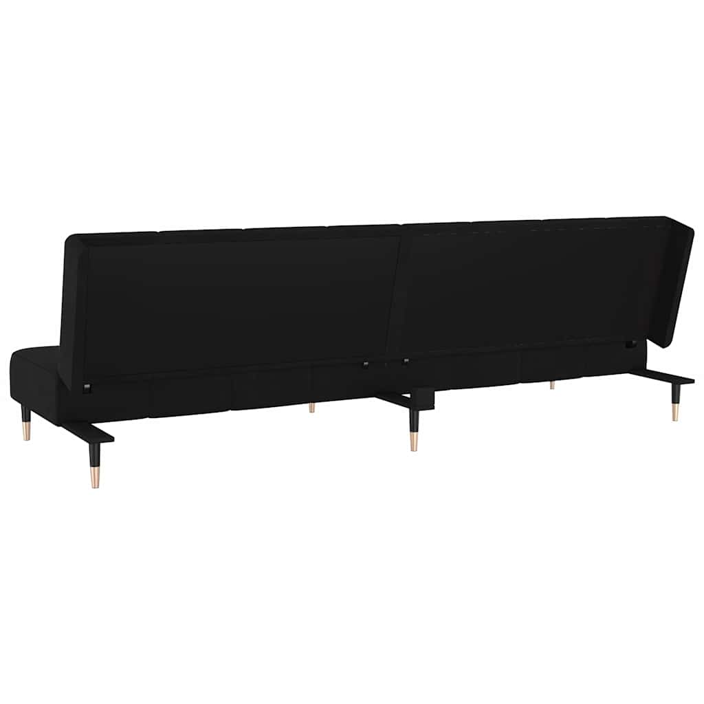 vidaXL Canapea extensibilă cu 2 locuri, negru, catifea