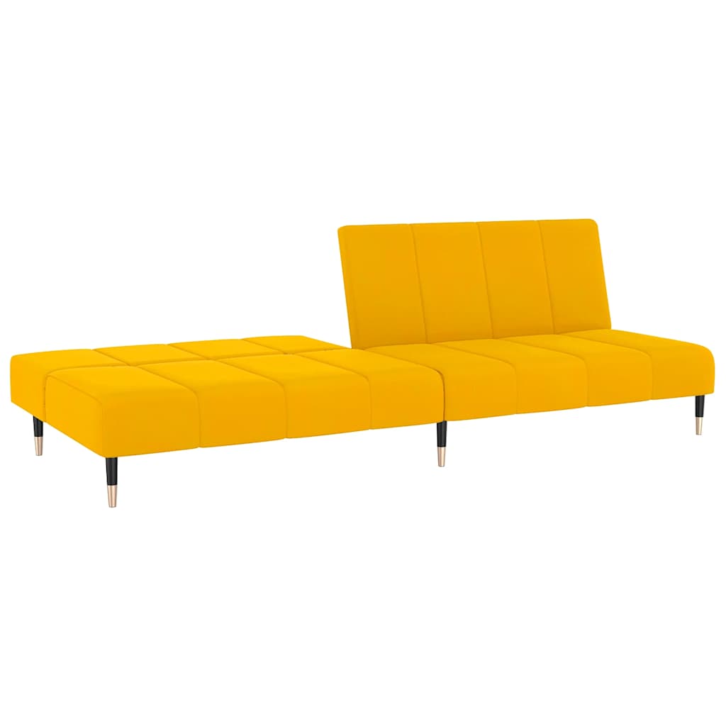 vidaXL Canapea extensibilă cu 2 locuri, galben, catifea