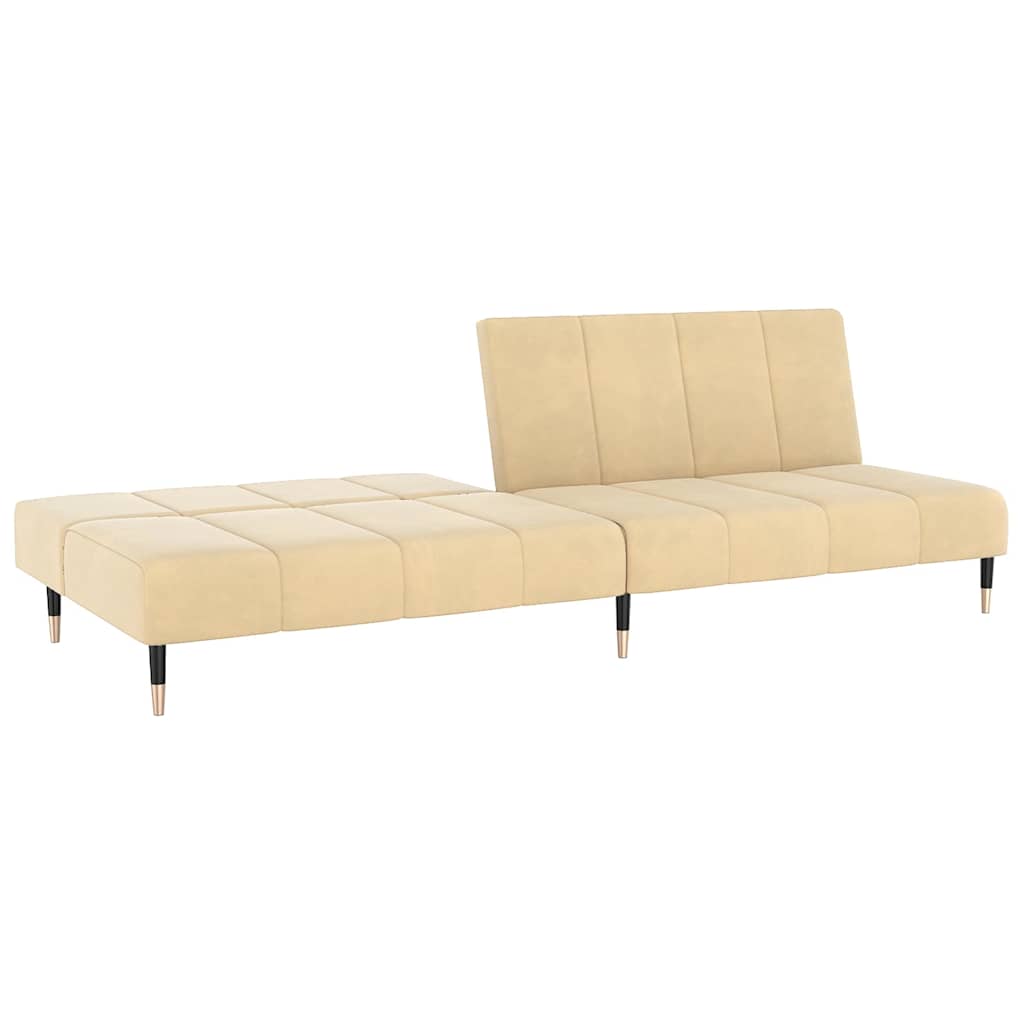 vidaXL Canapea extensibilă cu 2 locuri, crem, catifea vidaXL Canapea extensibilă cu 2 locuri, crem, catifea