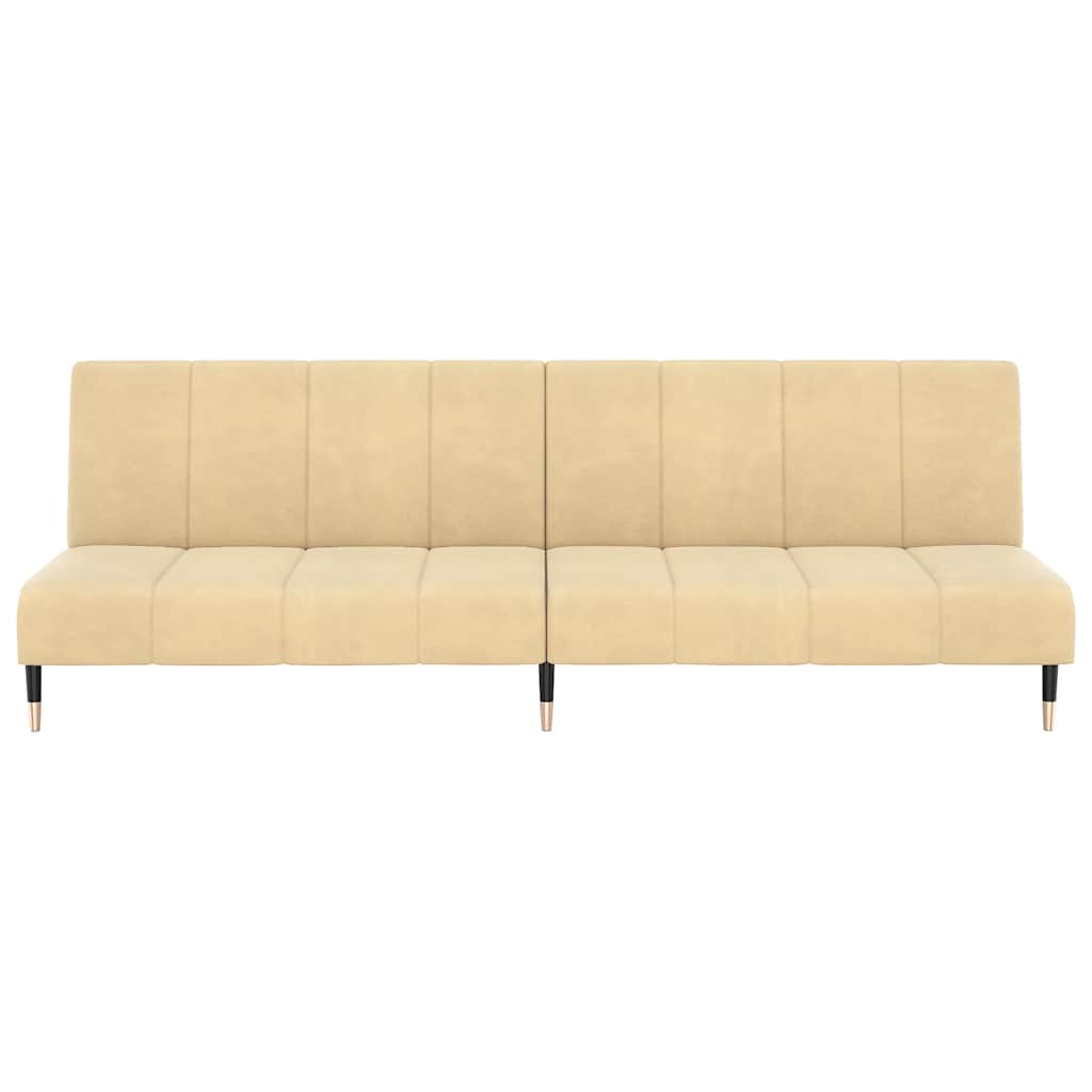 vidaXL Canapea extensibilă cu 2 locuri, crem, catifea vidaXL Canapea extensibilă cu 2 locuri, crem, catifea