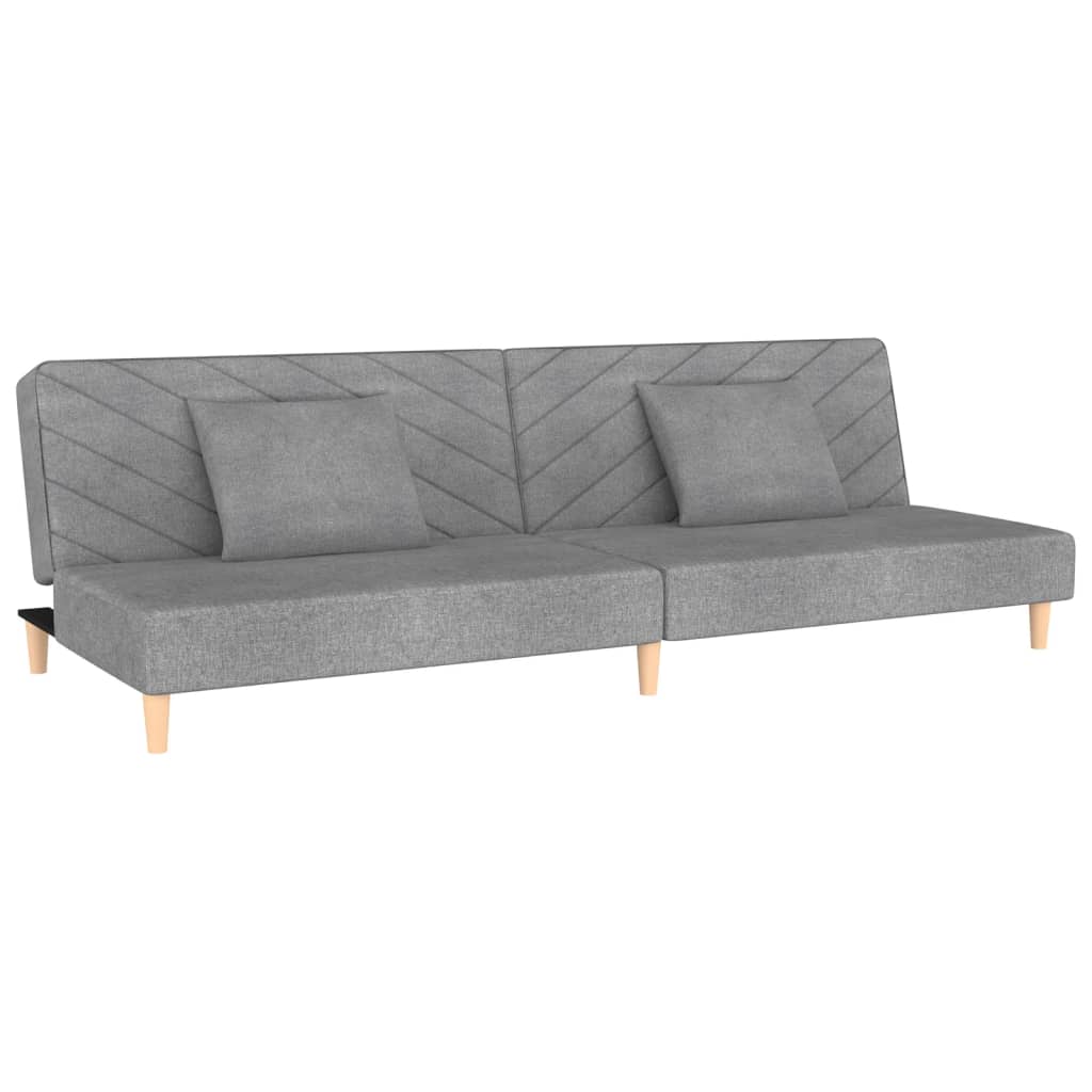 vidaXL Canapea extensibilă cu 2 locuri, 2 perne, gri deschis, textil