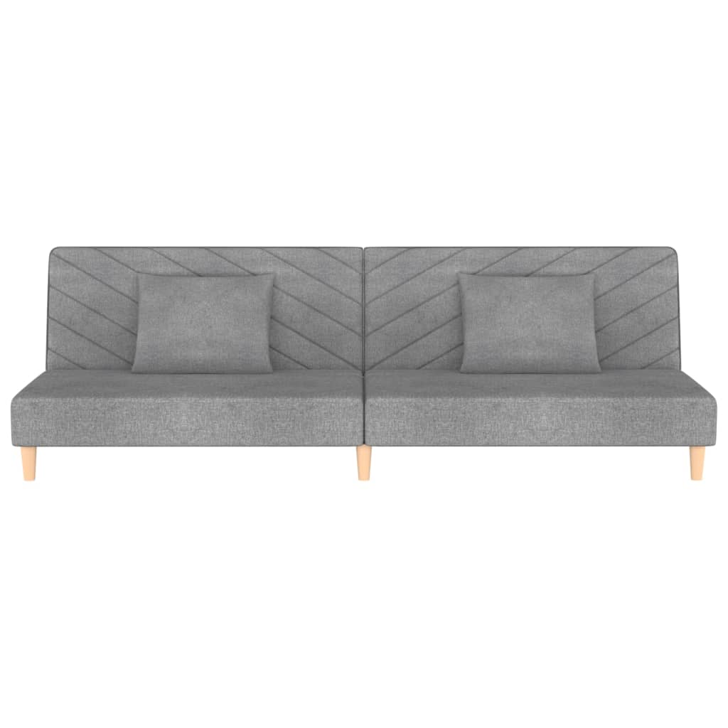 vidaXL Canapea extensibilă cu 2 locuri, 2 perne, gri deschis, textil