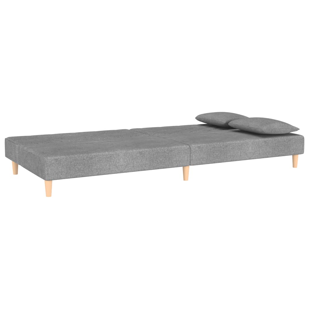 vidaXL Canapea extensibilă cu 2 locuri, 2 perne, gri deschis, textil