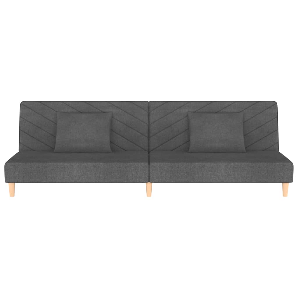 vidaXL Canapea extensibilă cu 2 locuri, 2 perne, gri închis, textil vidaXL Canapea extensibilă cu 2 locuri, 2 perne, gri închis, textil