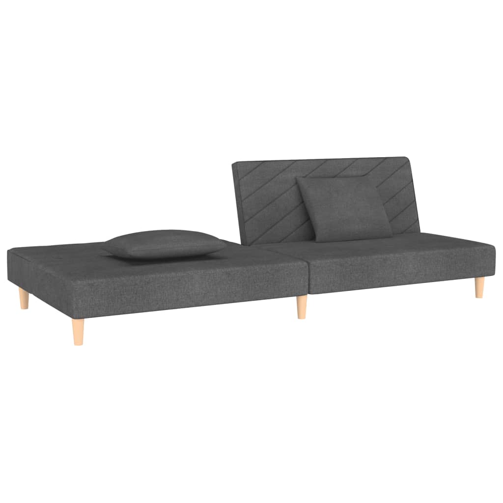 vidaXL Canapea extensibilă cu 2 locuri, 2 perne, gri închis, textil vidaXL Canapea extensibilă cu 2 locuri, 2 perne, gri închis, textil