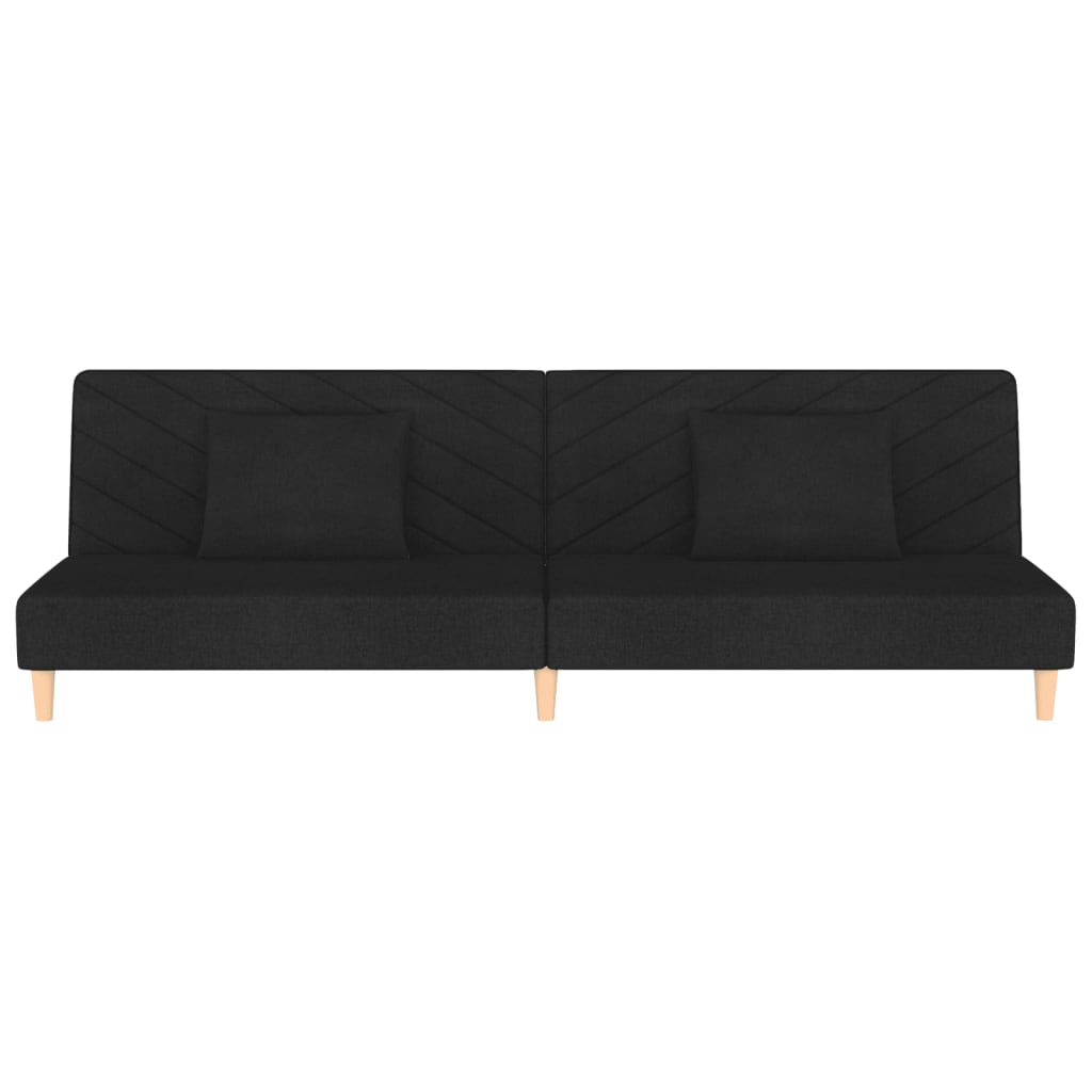 vidaXL Canapea extensibilă cu 2 locuri, 2 perne, negru, textil vidaXL Canapea extensibilă cu 2 locuri, 2 perne, negru, textil