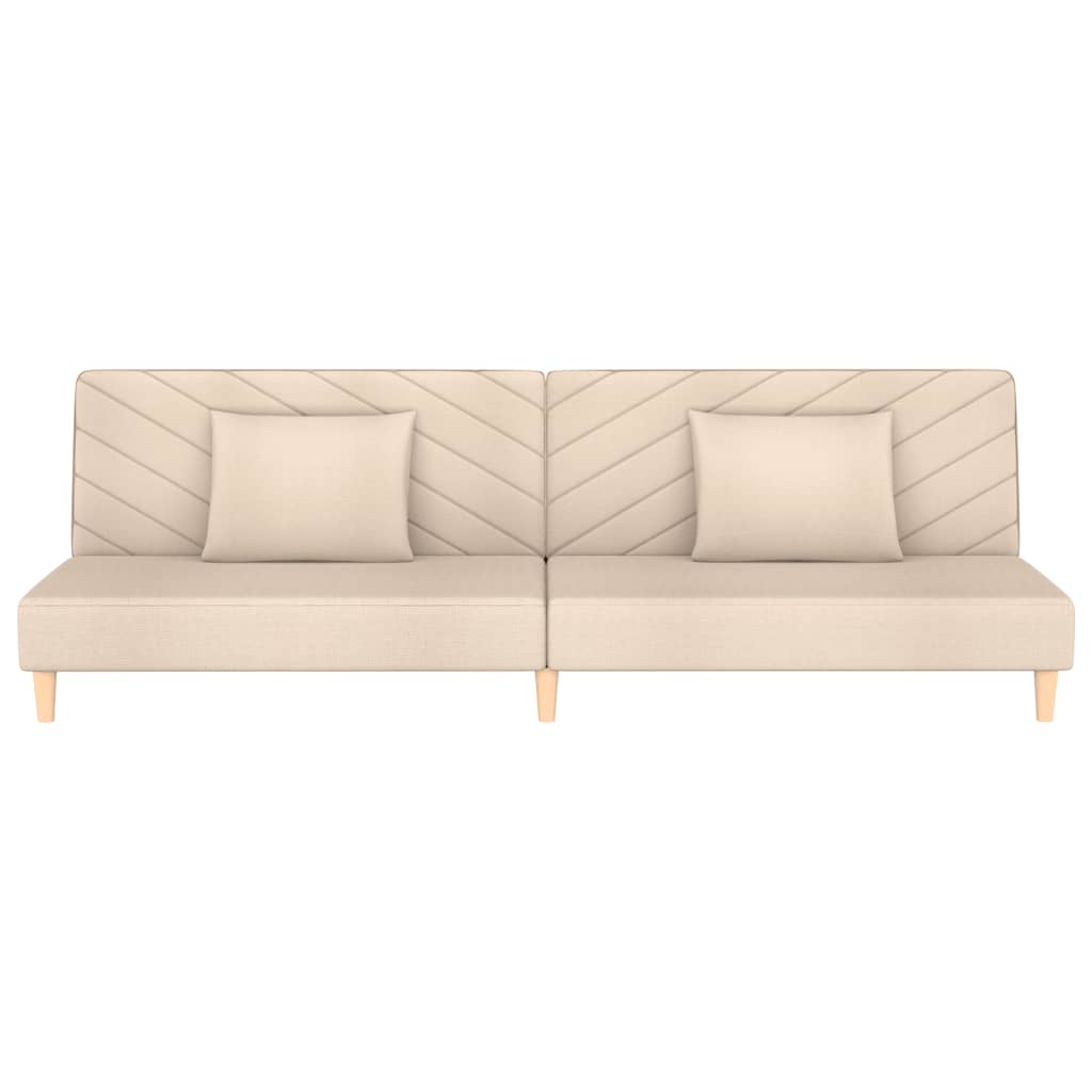 vidaXL Canapea extensibilă cu 2 locuri, 2 perne, crem, textil vidaXL Canapea extensibilă cu 2 locuri, 2 perne, crem, textil