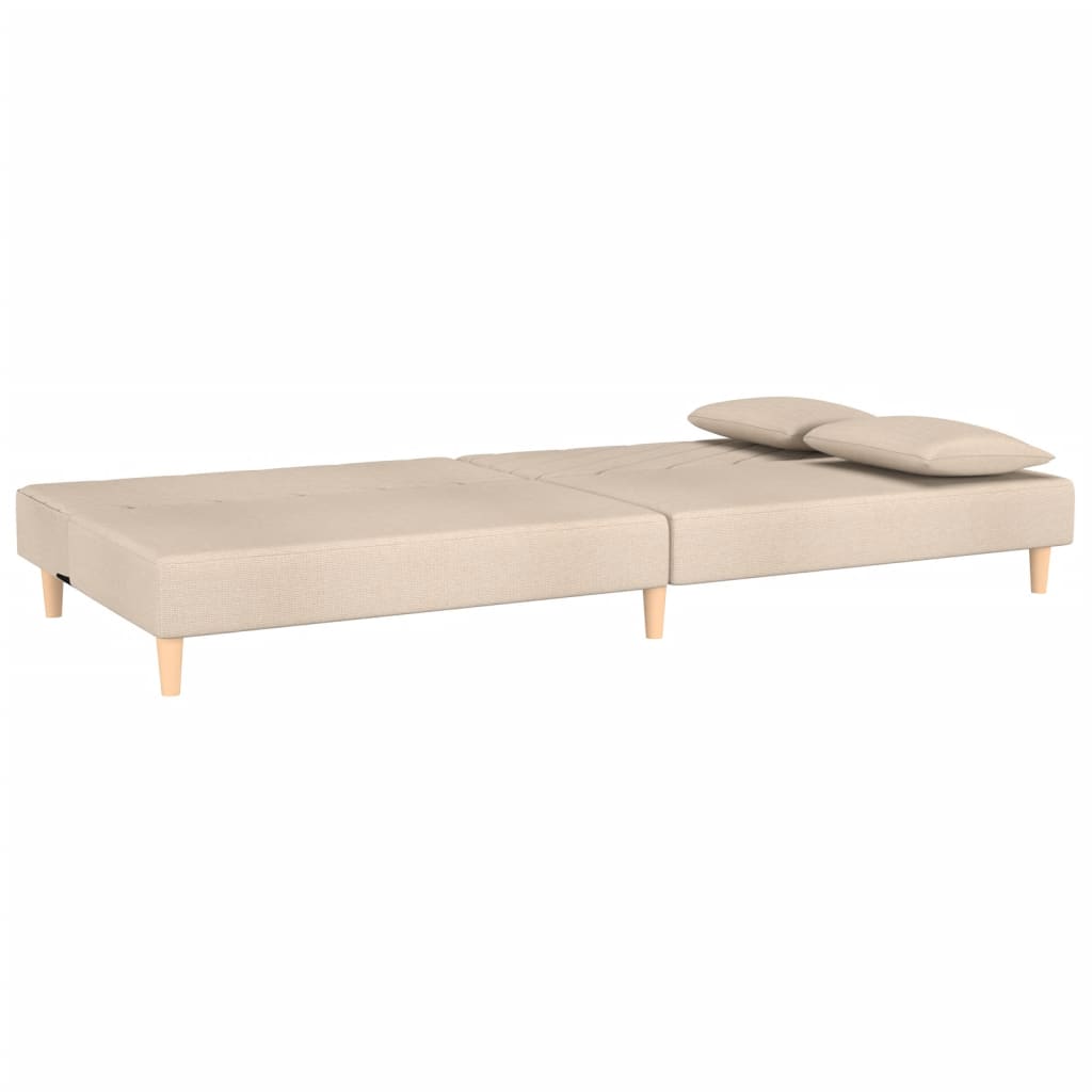 vidaXL Canapea extensibilă cu 2 locuri, 2 perne, crem, textil vidaXL Canapea extensibilă cu 2 locuri, 2 perne, crem, textil