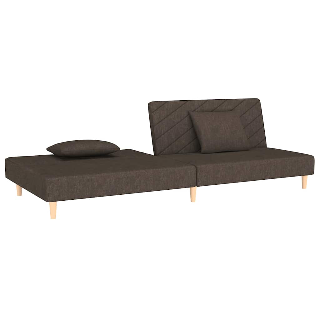 vidaXL Canapea extensibilă cu 2 locuri, 2 perne, maro, textil vidaXL Canapea extensibilă cu 2 locuri, 2 perne, maro, textil