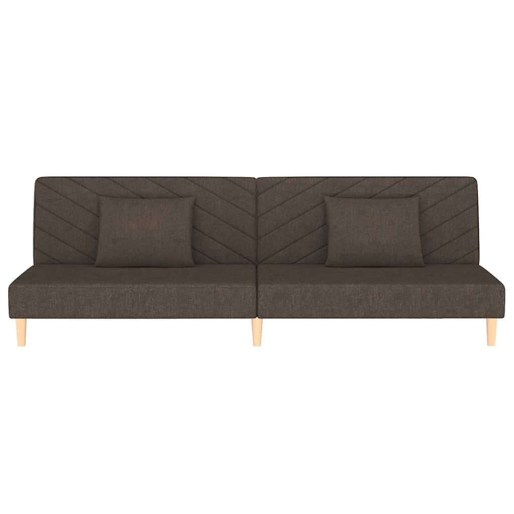 vidaXL Canapea extensibilă cu 2 locuri, 2 perne, maro, textil vidaXL Canapea extensibilă cu 2 locuri, 2 perne, maro, textil