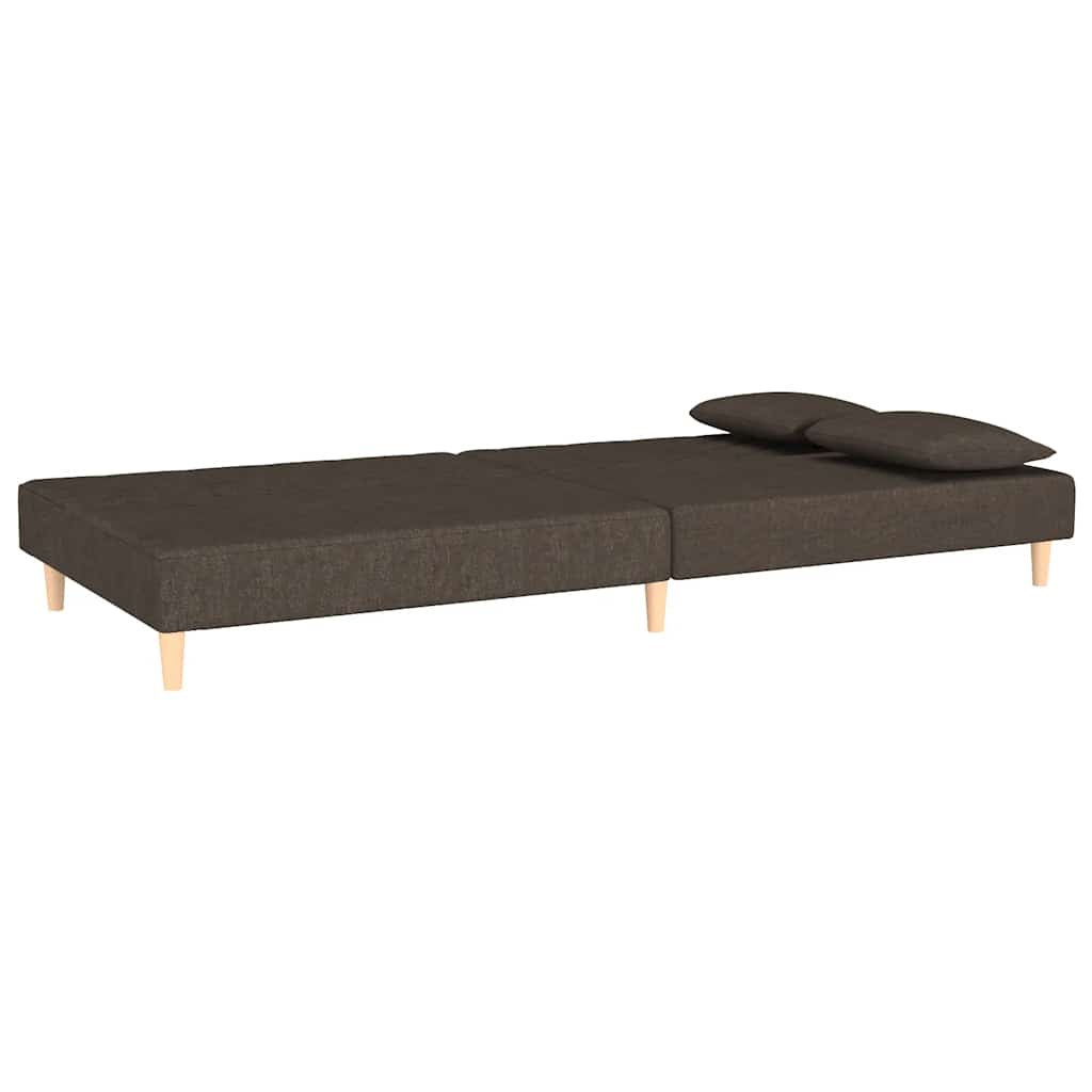 vidaXL Canapea extensibilă cu 2 locuri, 2 perne, maro, textil vidaXL Canapea extensibilă cu 2 locuri, 2 perne, maro, textil
