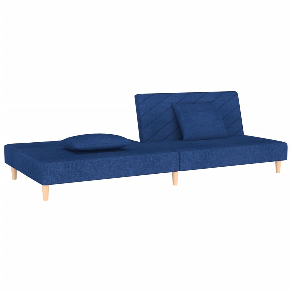 vidaXL Canapea extensibilă cu 2 locuri, 2 perne, albastru, textil vidaXL Canapea extensibilă cu 2 locuri, 2 perne, albastru, textil