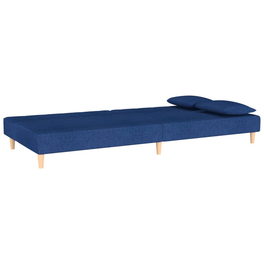 vidaXL Canapea extensibilă cu 2 locuri, 2 perne, albastru, textil vidaXL Canapea extensibilă cu 2 locuri, 2 perne, albastru, textil