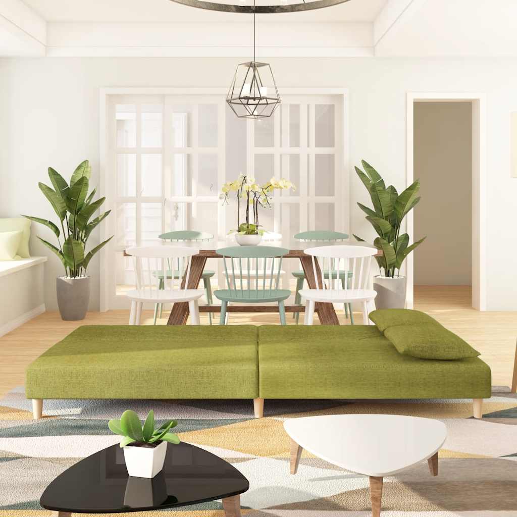 vidaXL Canapea extensibilă cu 2 locuri, 2 perne, verde, textil vidaXL Canapea extensibilă cu 2 locuri, 2 perne, verde, textil